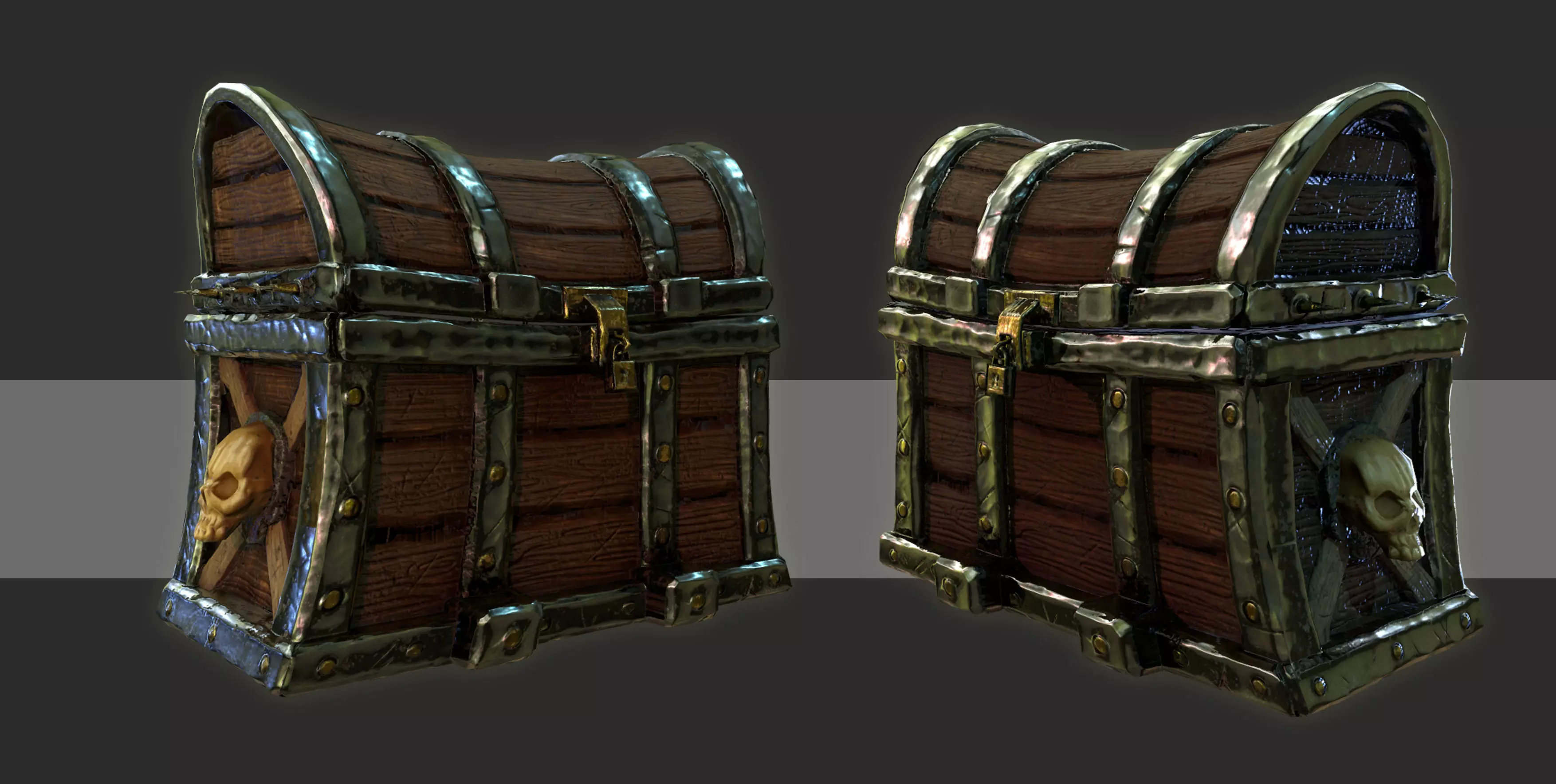 Treasure Chest realistic Low-poly 3D model_0