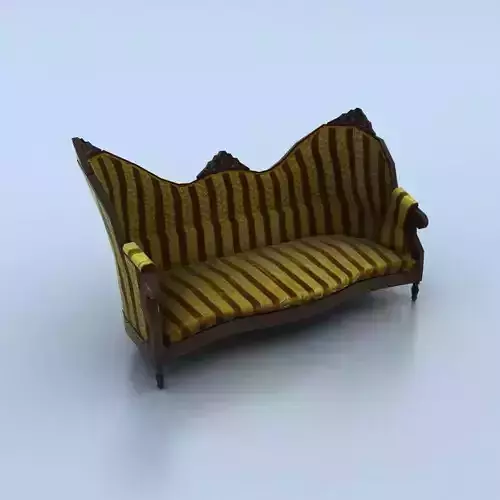  Two-Seat Old Striped-Cloth Couch
