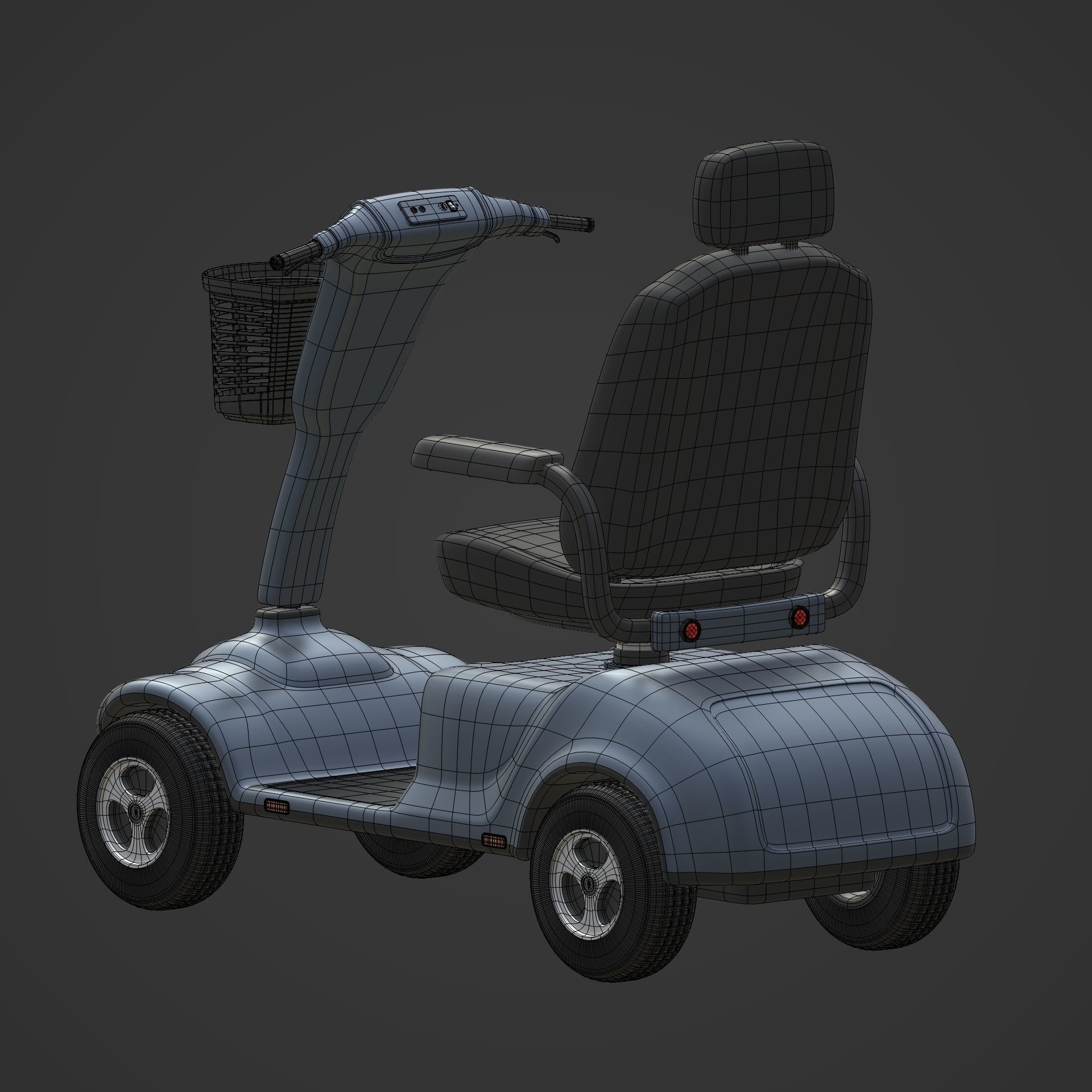 Generic Mobility Scooter -- wheelchair Low-poly 3D model_20