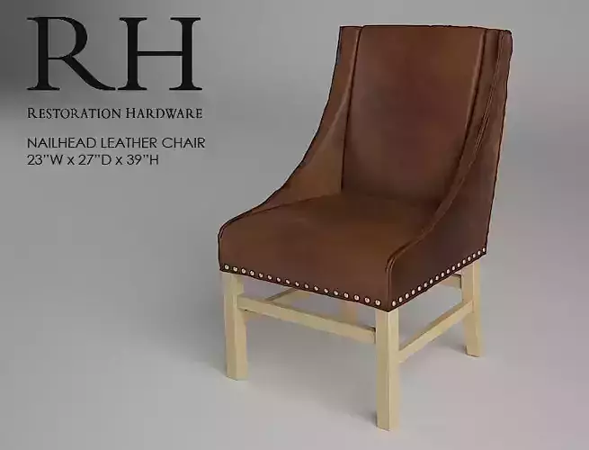 Restoration Hardware Nailhead Leather Chair 3D model