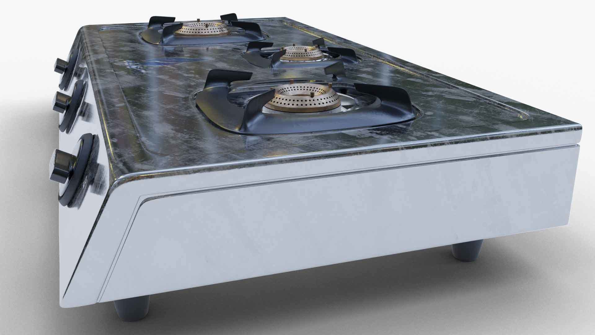 Gas Stove stainless steel 3D model_3