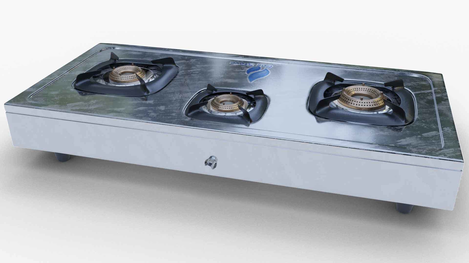 Gas Stove stainless steel 3D model_4
