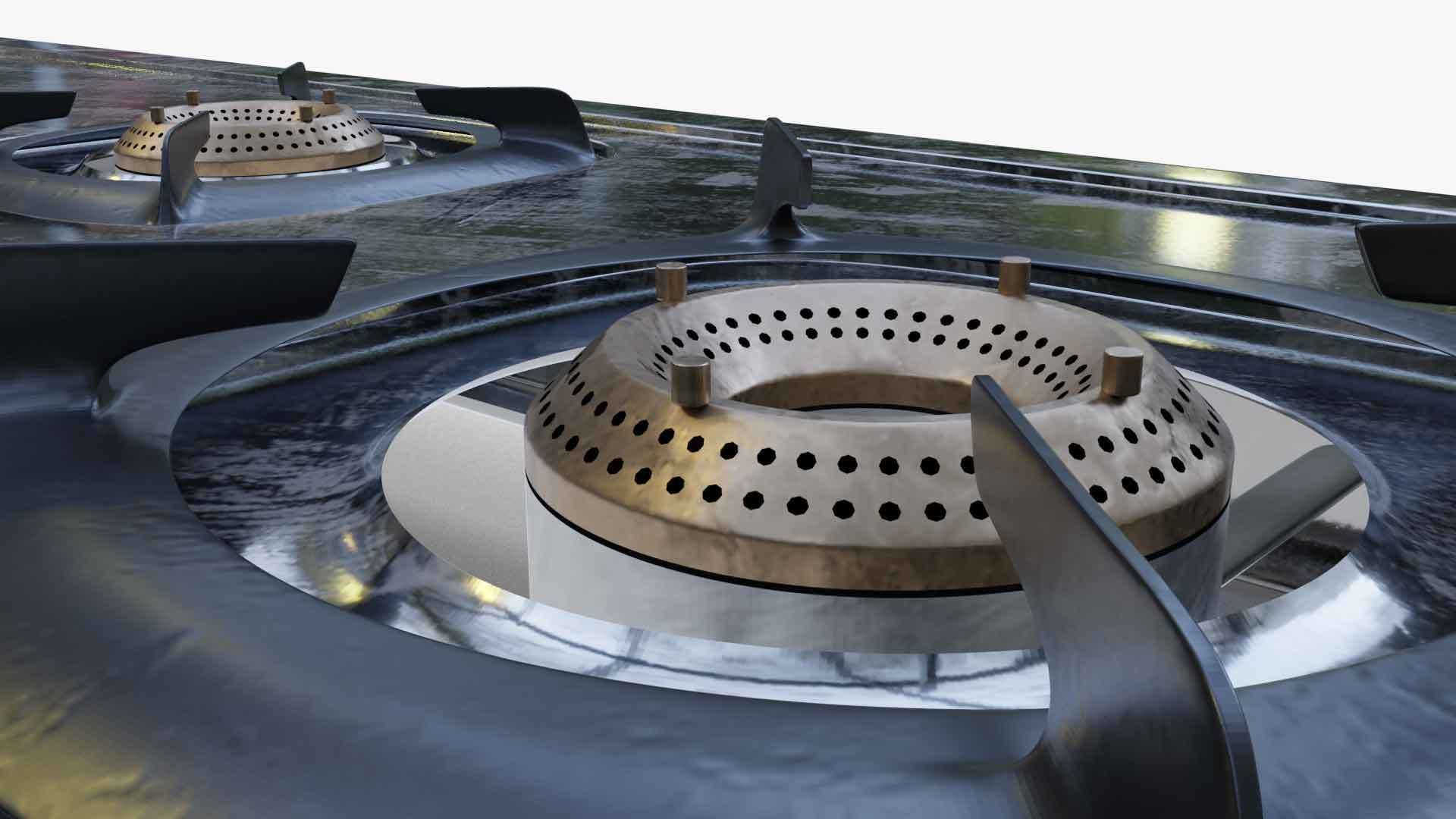 Gas Stove stainless steel 3D model_7