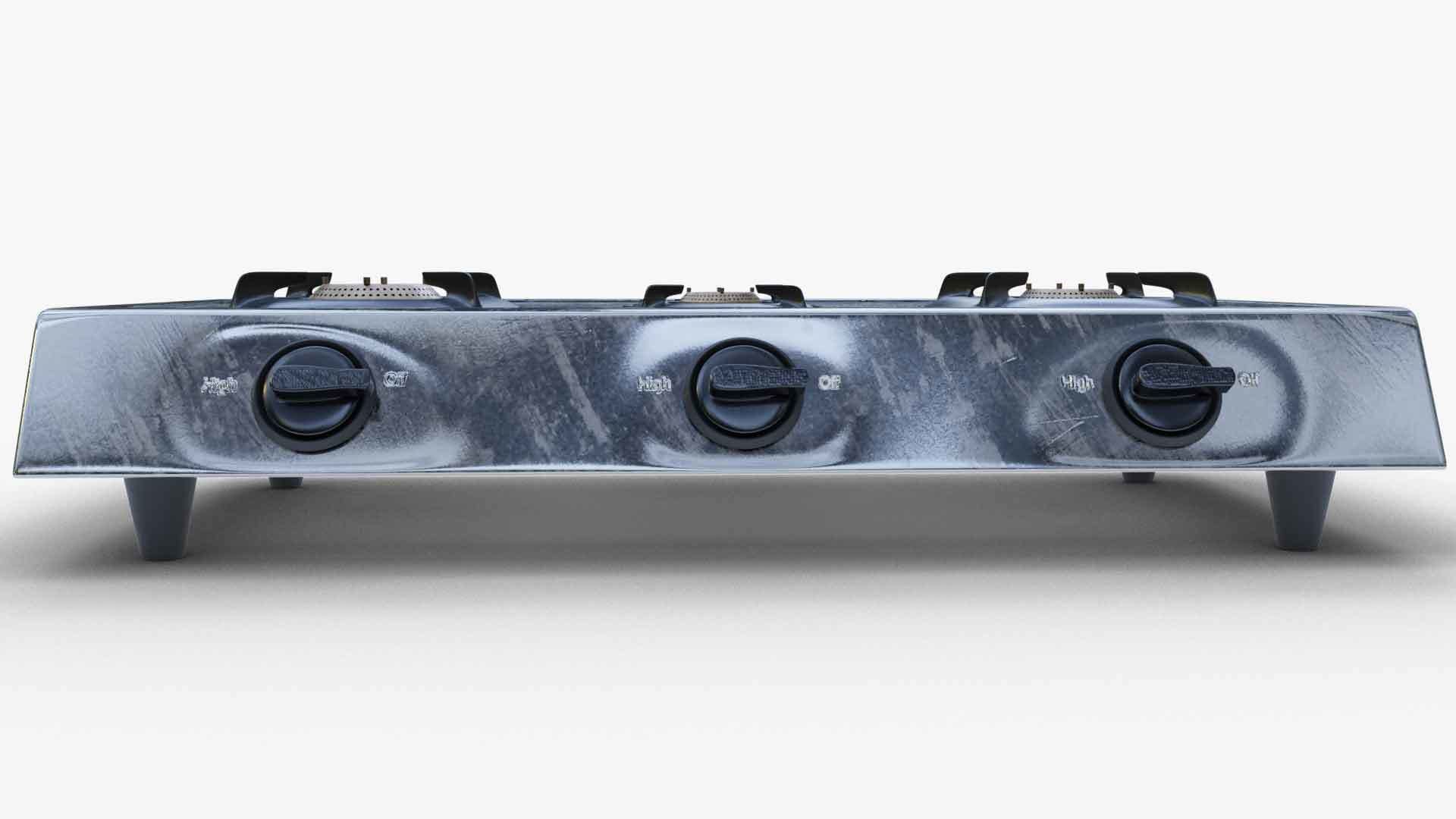 Gas Stove stainless steel 3D model_5