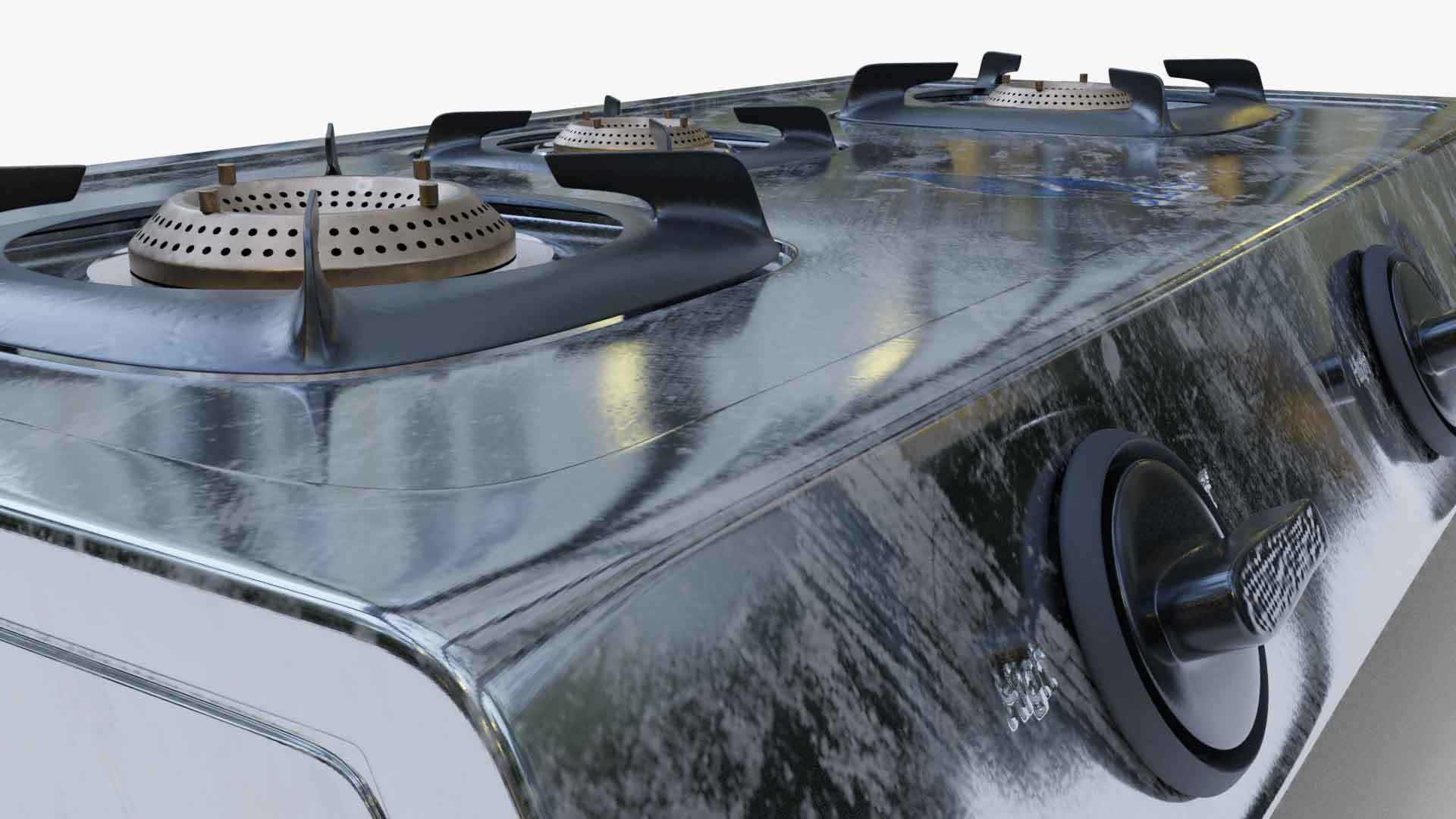 Gas Stove stainless steel 3D model_6