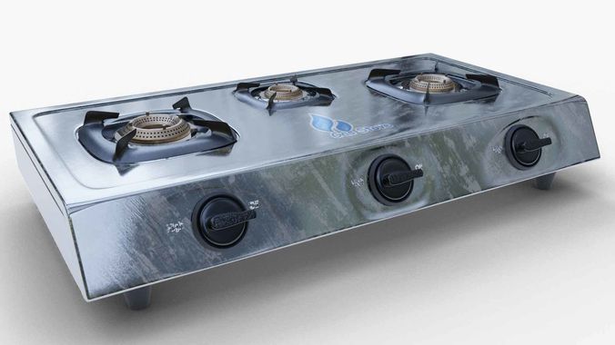 Gas Stove stainless steel 3D model