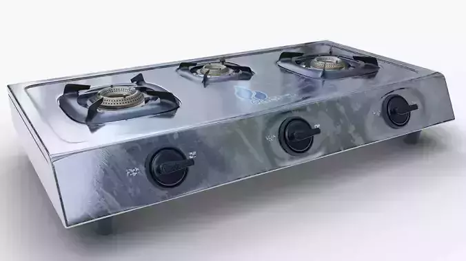 Gas Stove stainless steel 3D model Gas Stove stainless steel 3D model