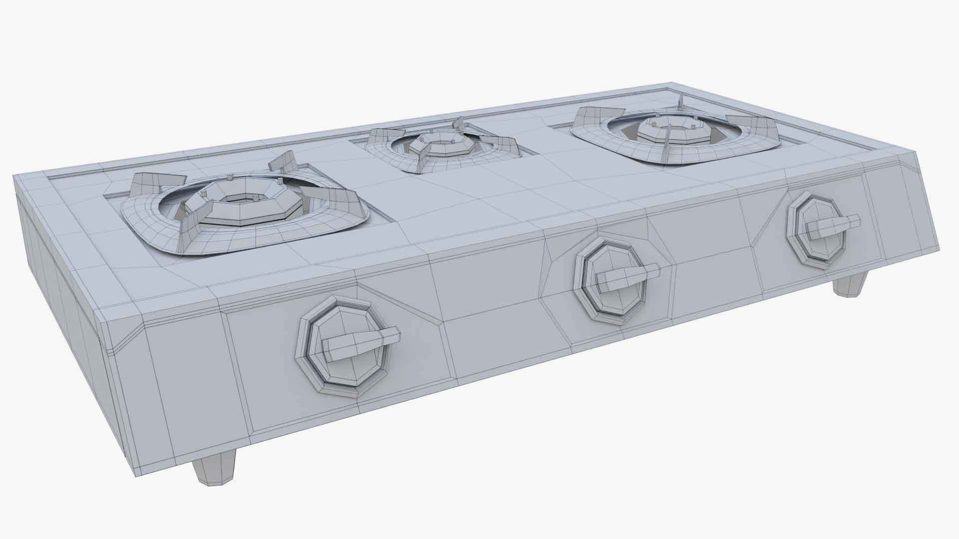 Gas Stove stainless steel 3D model_8