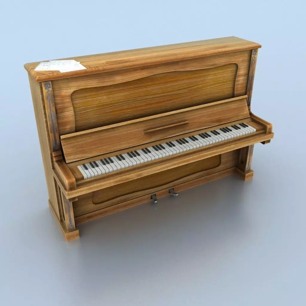 Old piano Low-poly 3D model_0