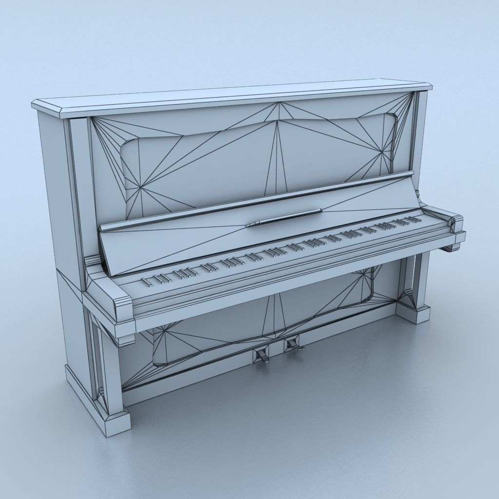 Old piano Low-poly 3D model_4