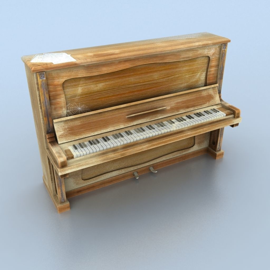 Old piano Low-poly 3D model_2