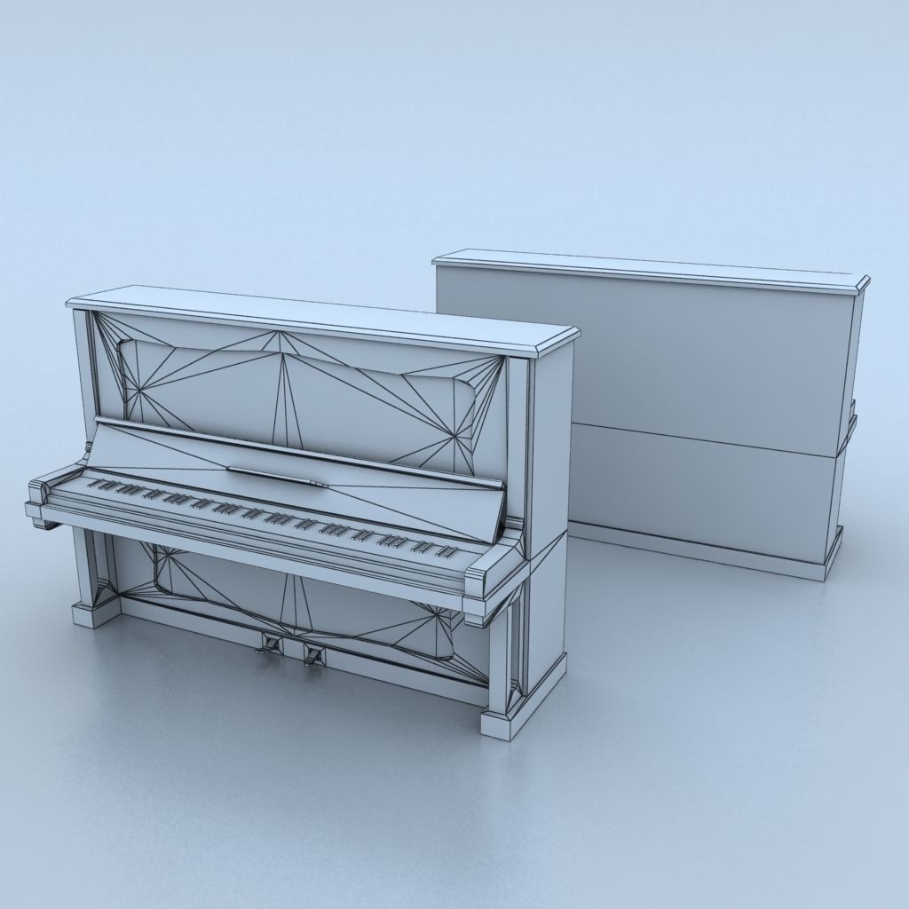 Old piano Low-poly 3D model_6