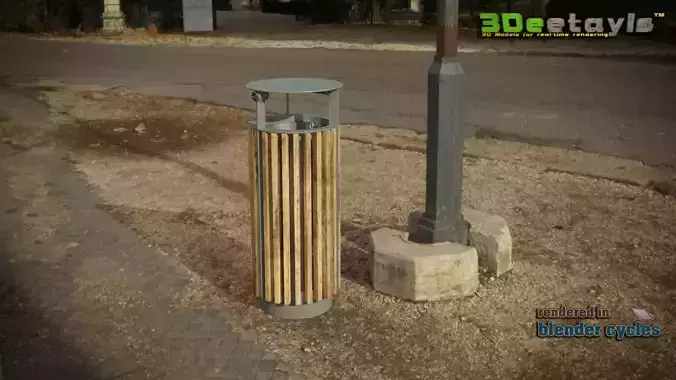 3D modern low poly PBR trash bin