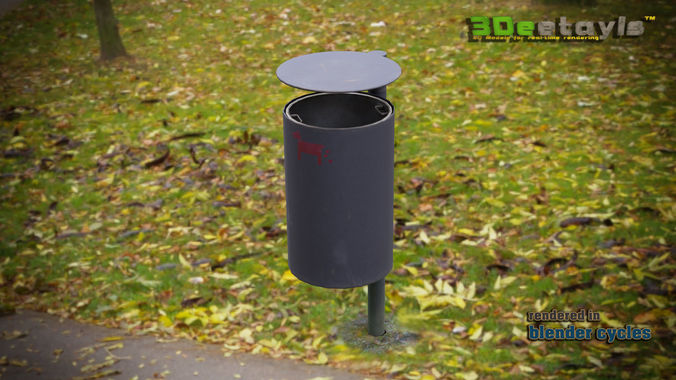 3D modern low poly PBR trash bin Low-poly 3D model