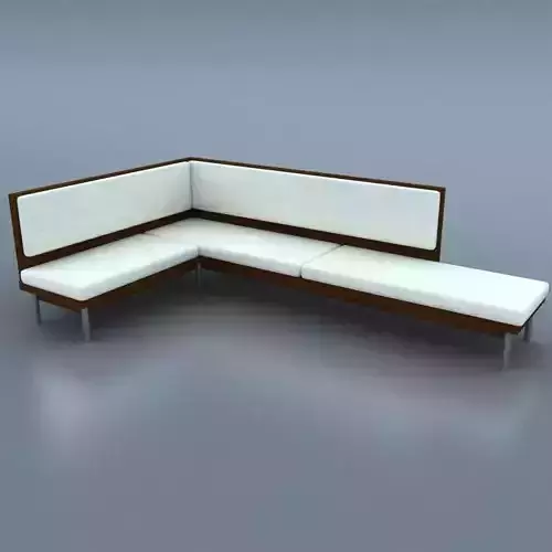 Sectional Sofa White Leather Low-poly 3D model