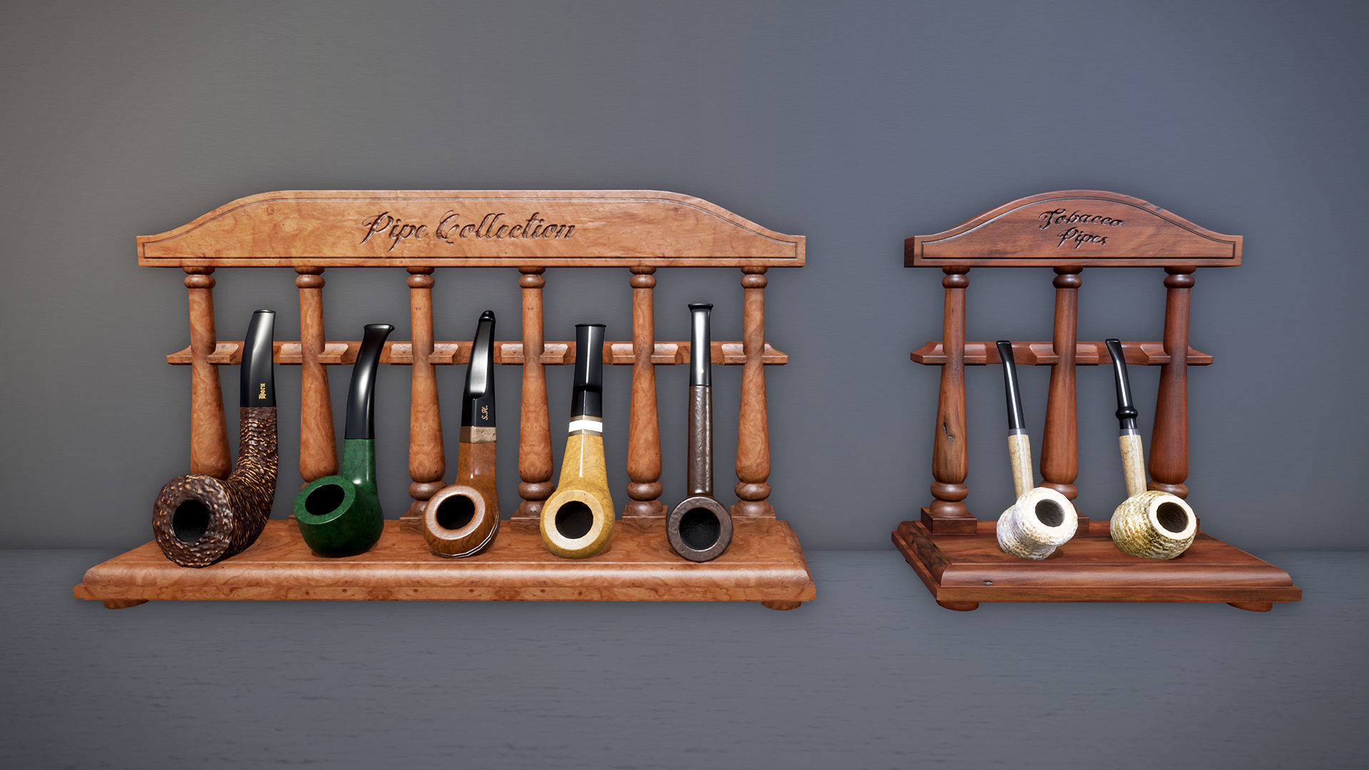 UE4 Pipe Smoking Set Low-poly 3D model_3