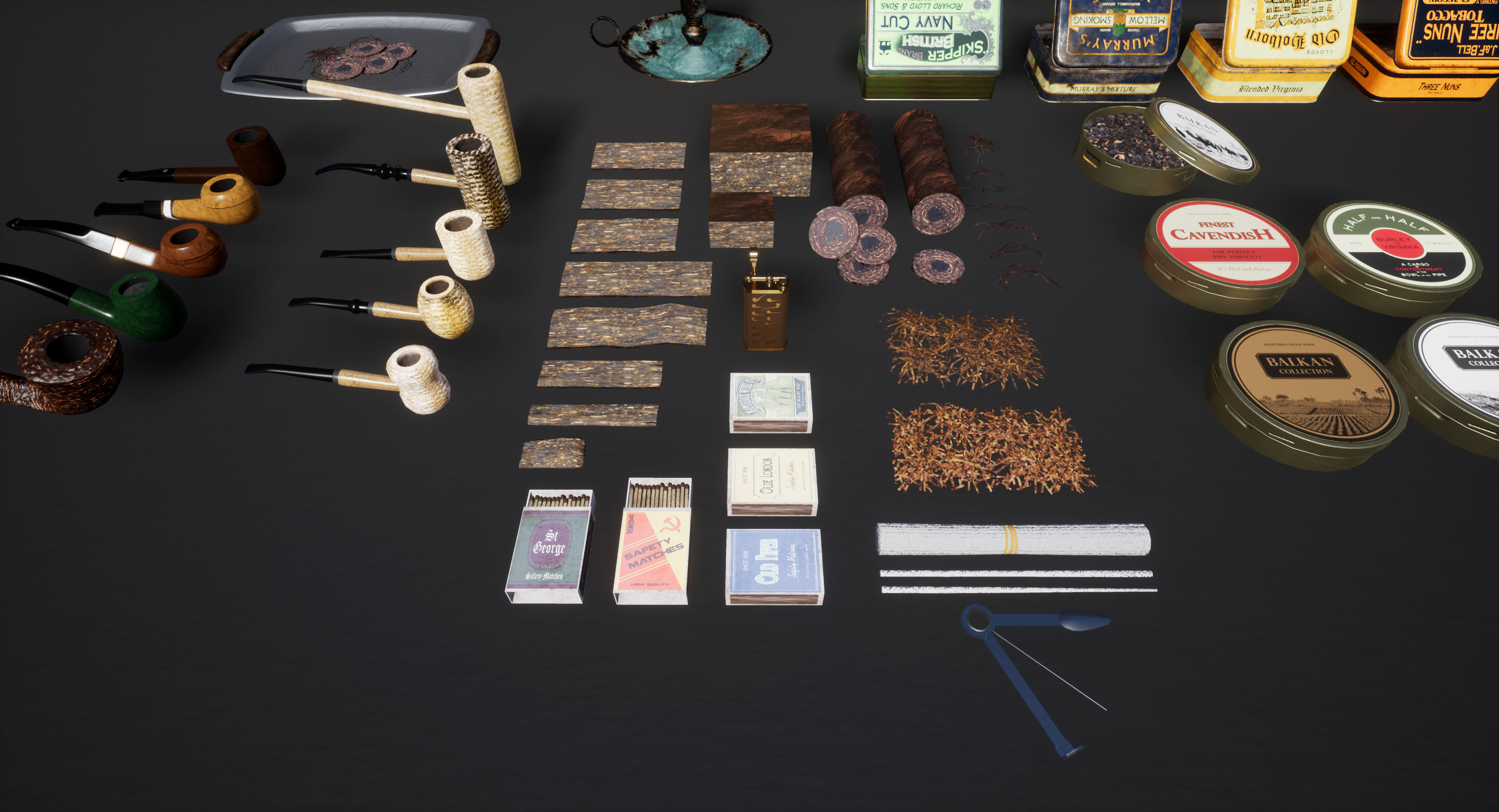 UE4 Pipe Smoking Set Low-poly 3D model_20