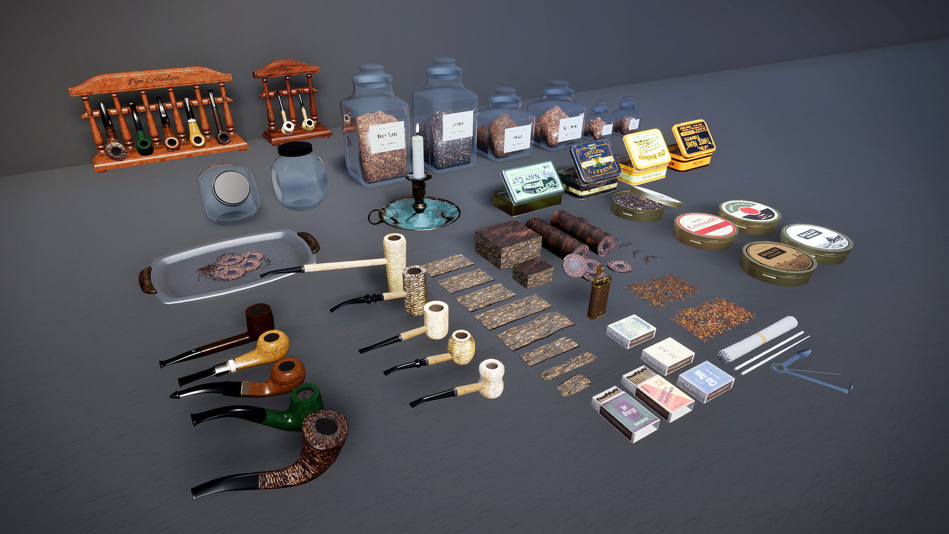 UE4 Pipe Smoking Set Low-poly 3D model_8