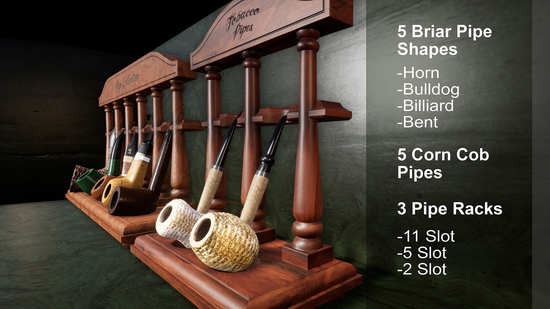 UE4 Pipe Smoking Set Low-poly 3D model_2