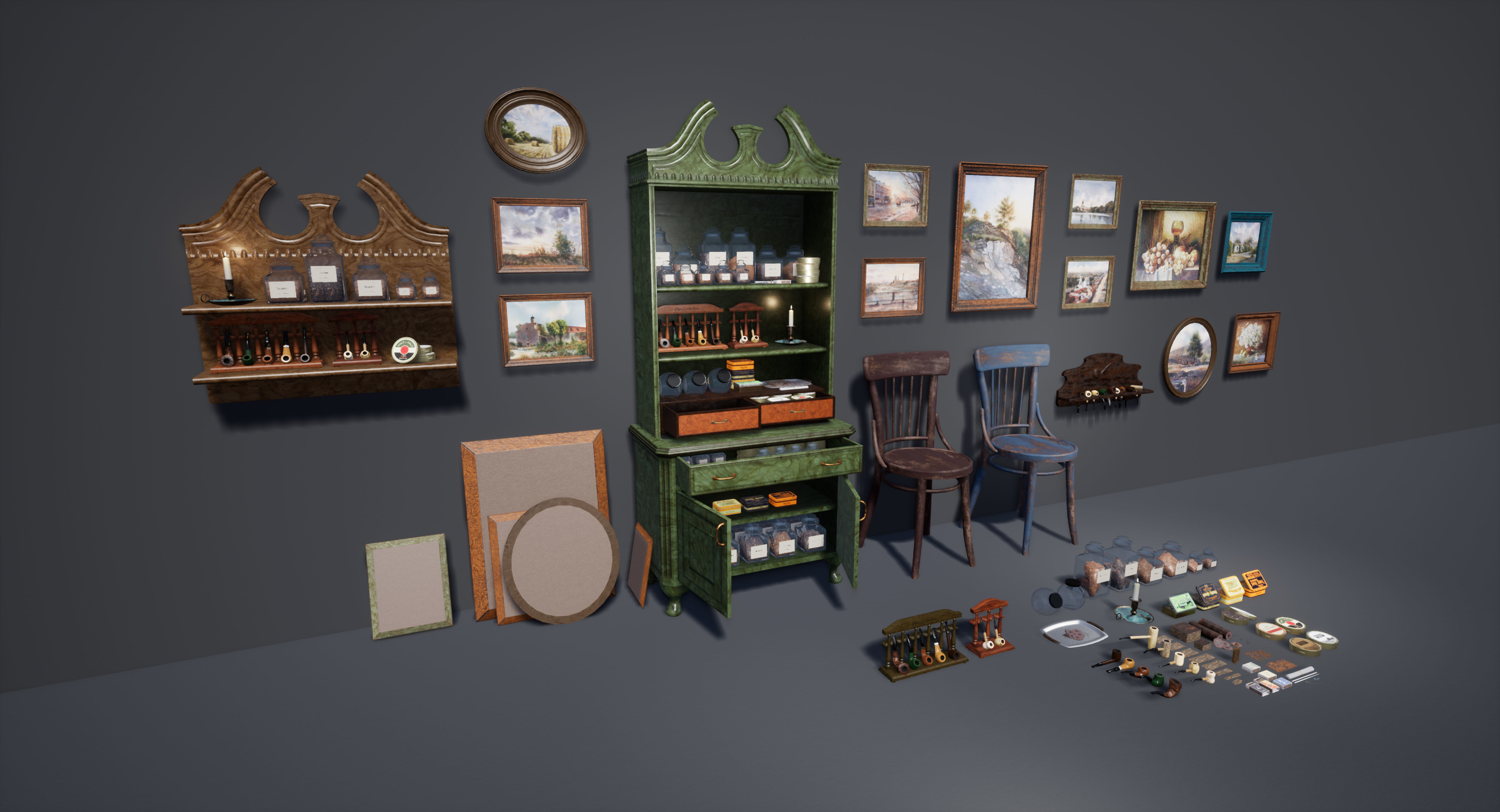 UE4 Pipe Smoking Set Low-poly 3D model_17
