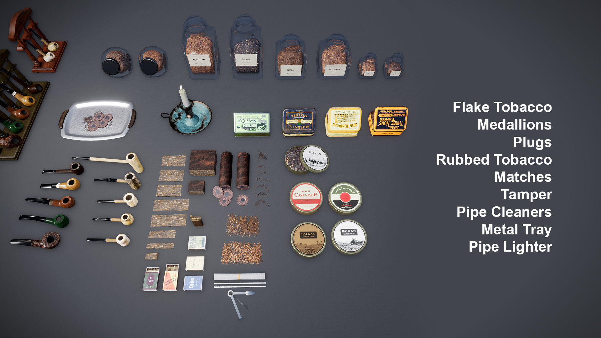 UE4 Pipe Smoking Set Low-poly 3D model_7