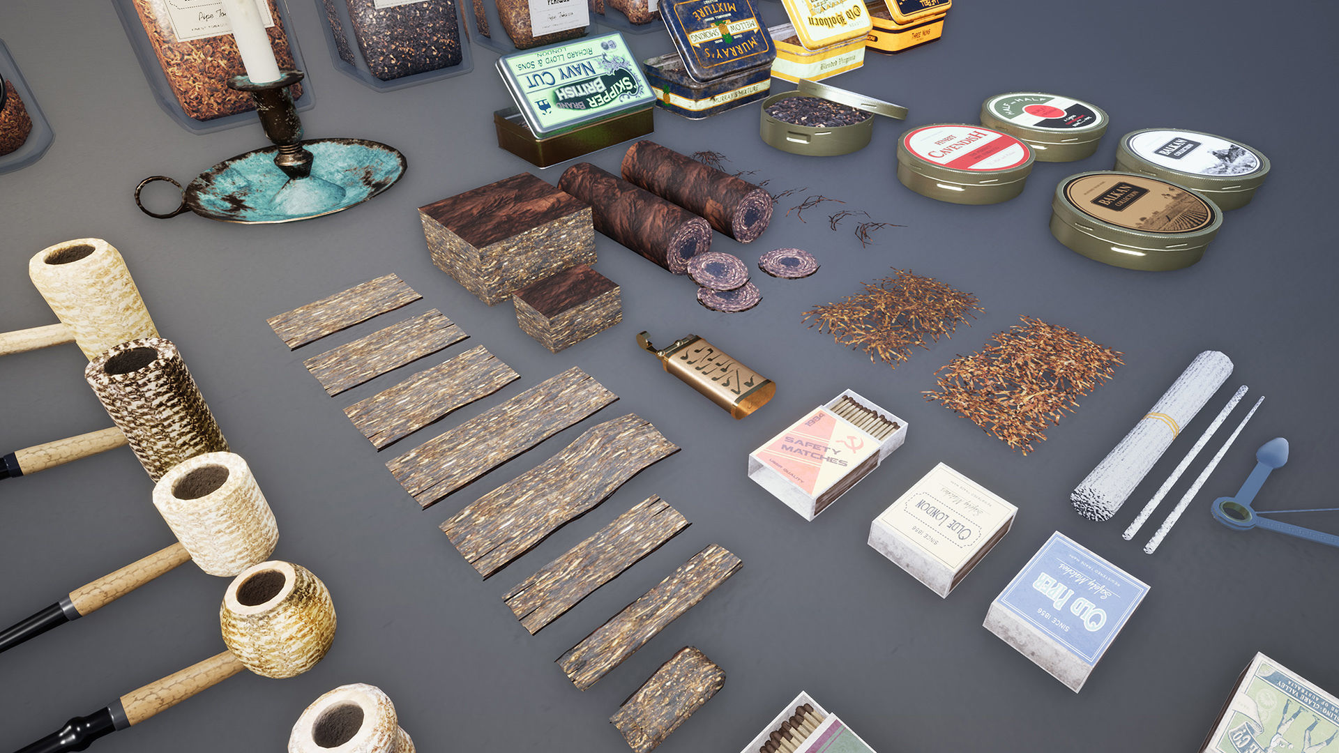 UE4 Pipe Smoking Set Low-poly 3D model_9