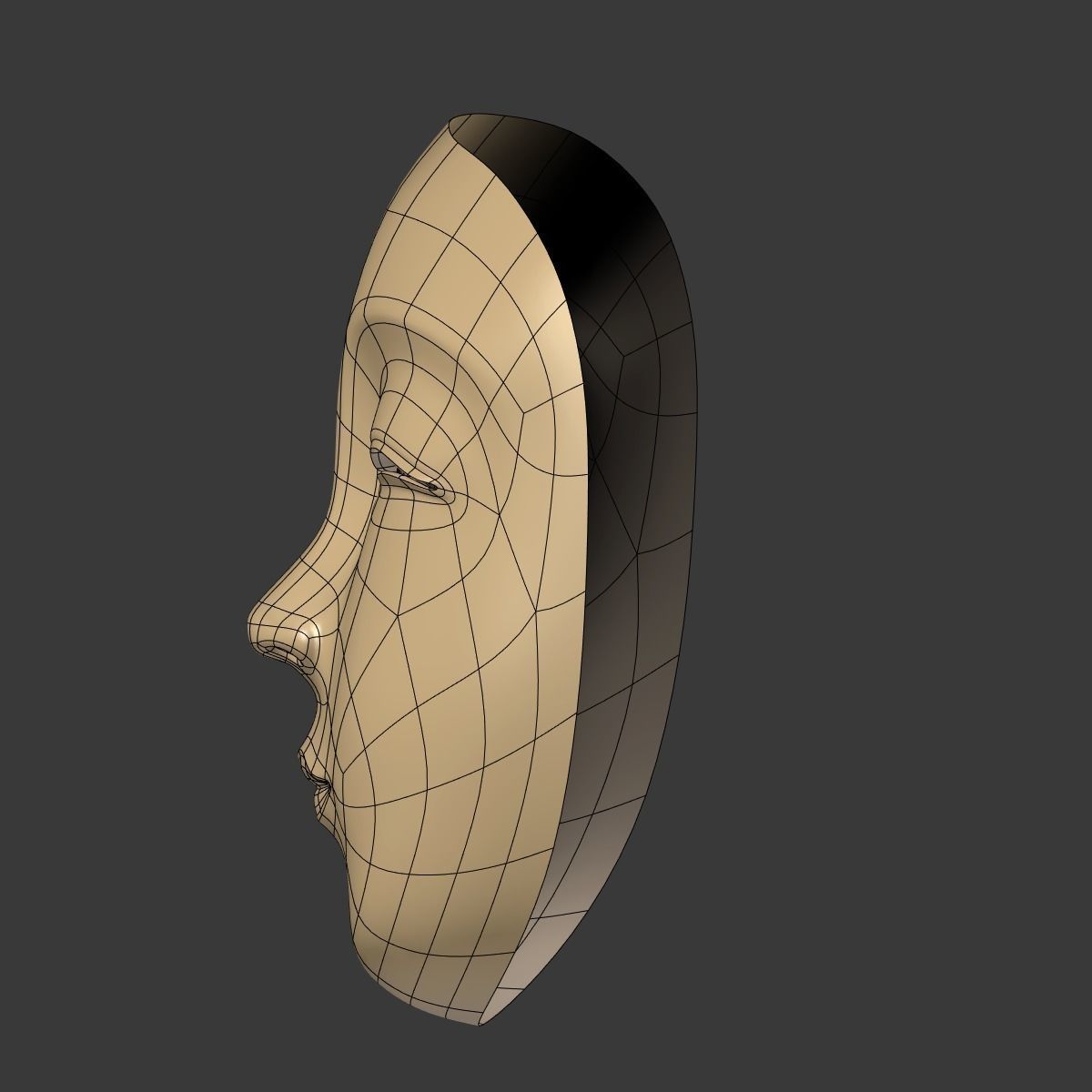 Japanese Woman Mask Low-poly 3D model_12