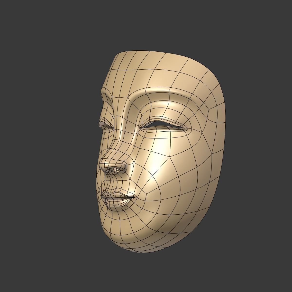 Japanese Woman Mask Low-poly 3D model_7