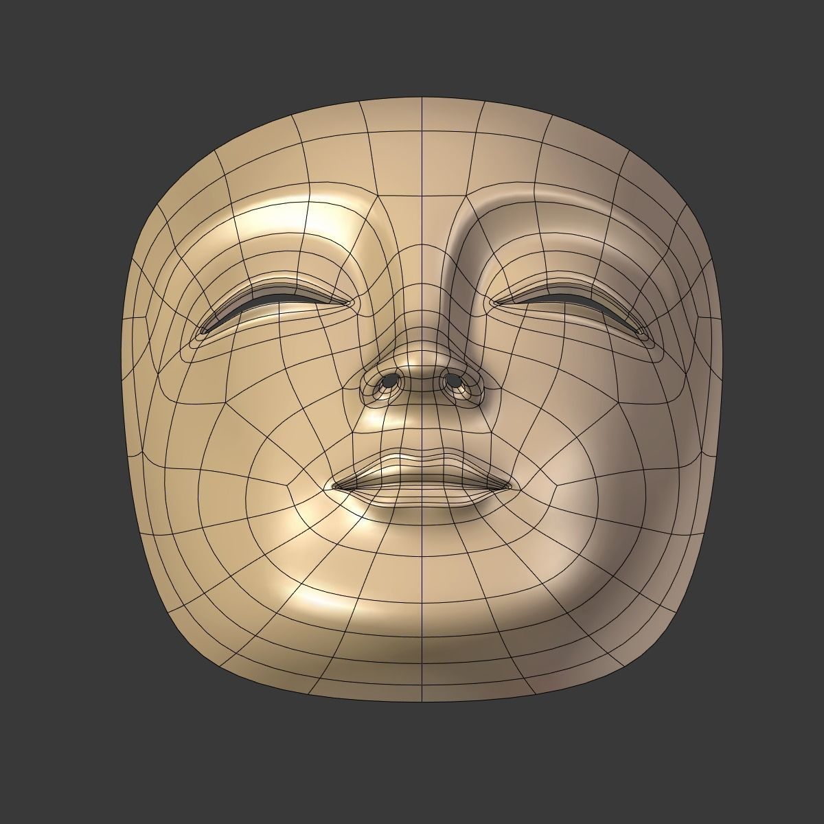 Japanese Woman Mask Low-poly 3D model_14