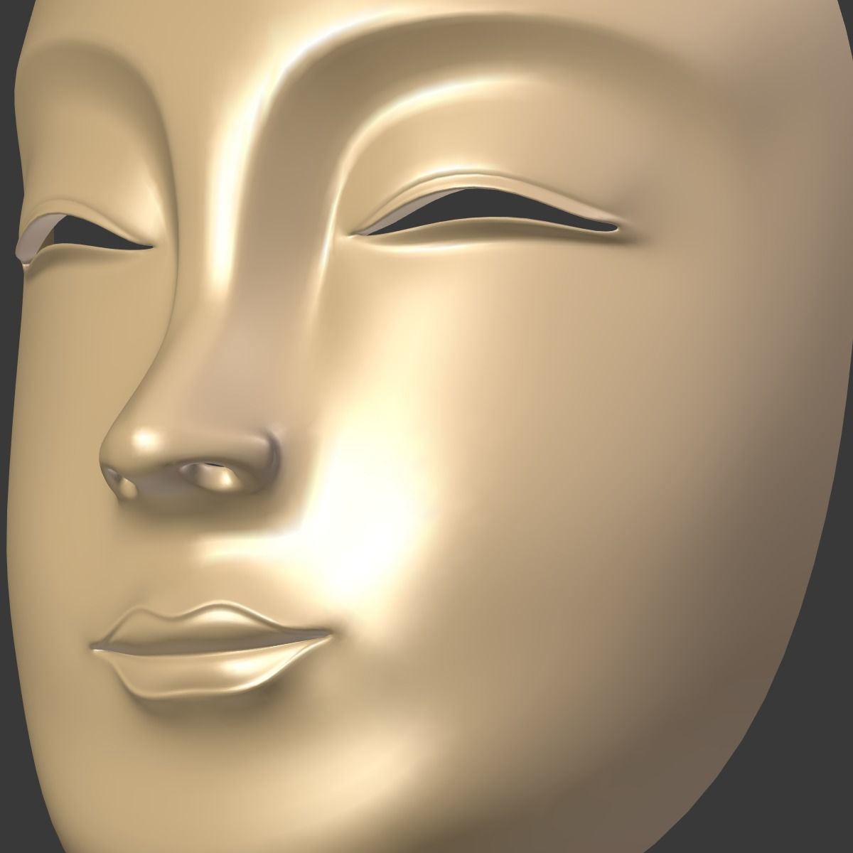 Japanese Woman Mask Low-poly 3D model_18