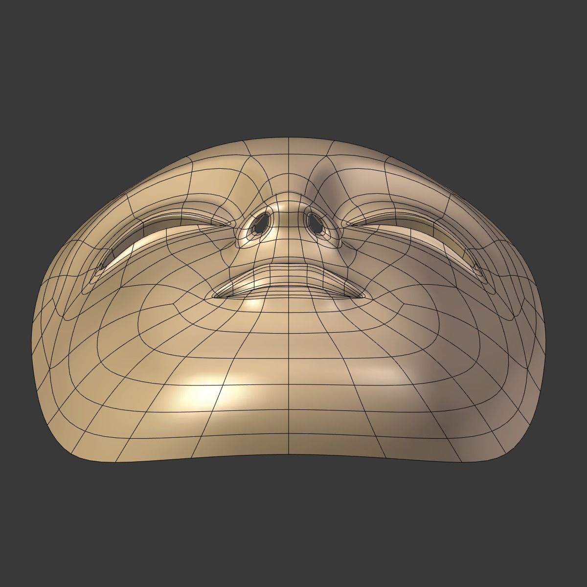 Japanese Woman Mask Low-poly 3D model_16