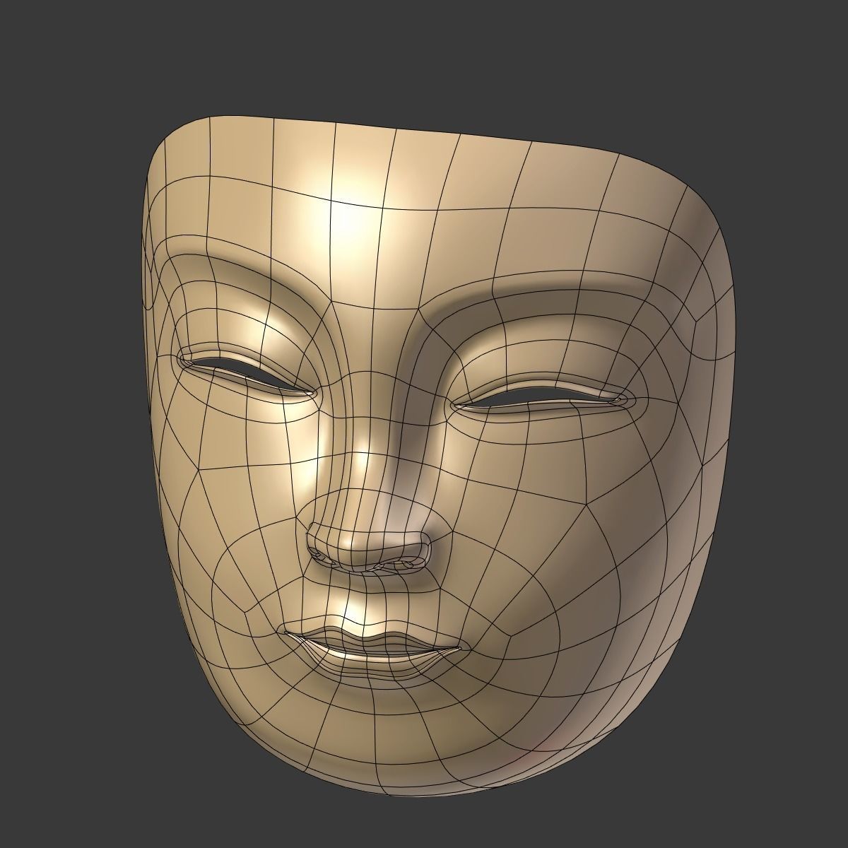 Japanese Woman Mask Low-poly 3D model_15