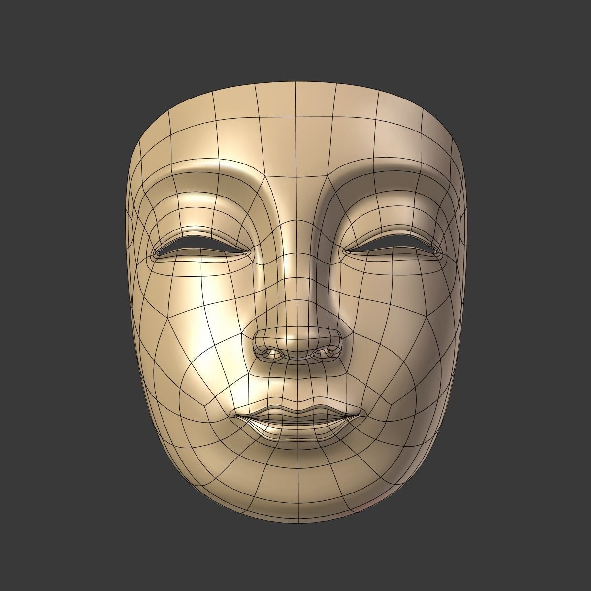 Japanese Woman Mask Low-poly 3D model_3