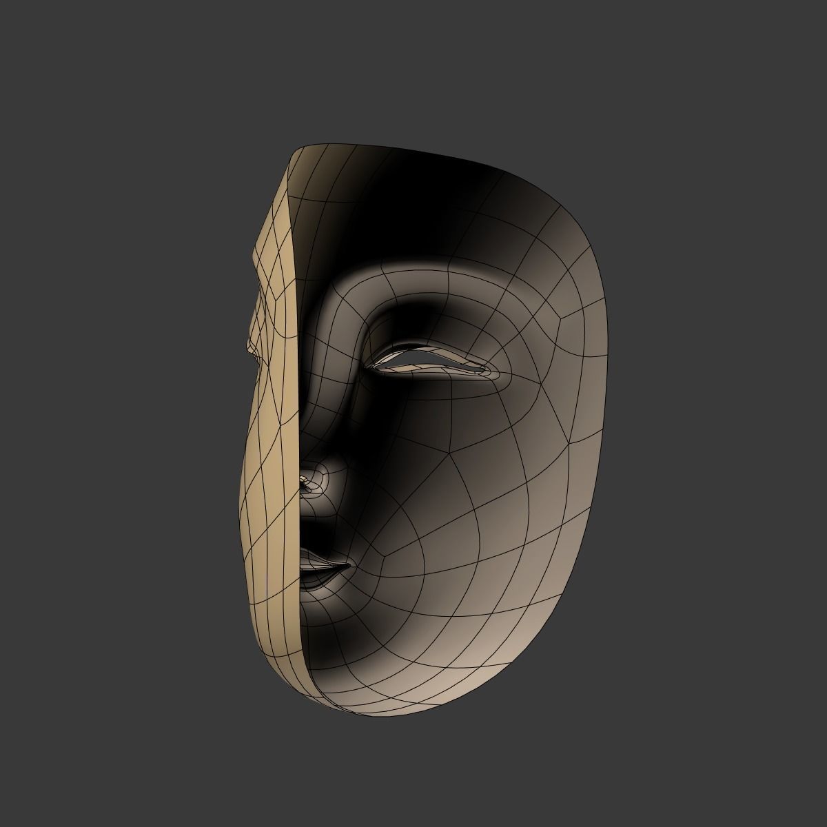 Japanese Woman Mask Low-poly 3D model_11