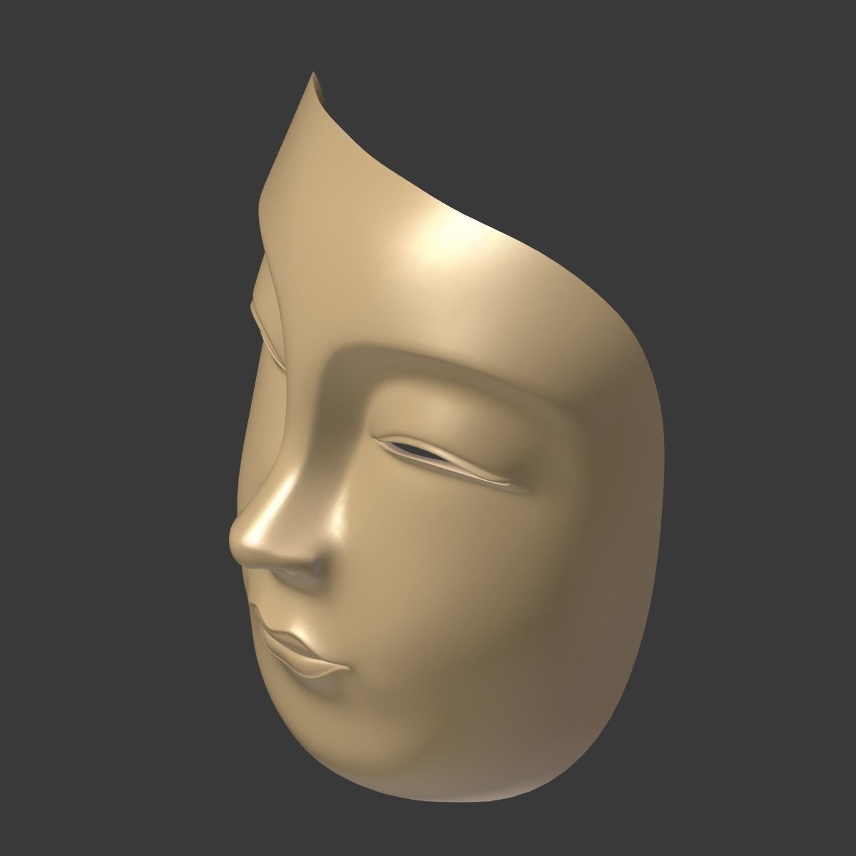 Japanese Woman Mask Low-poly 3D model_10