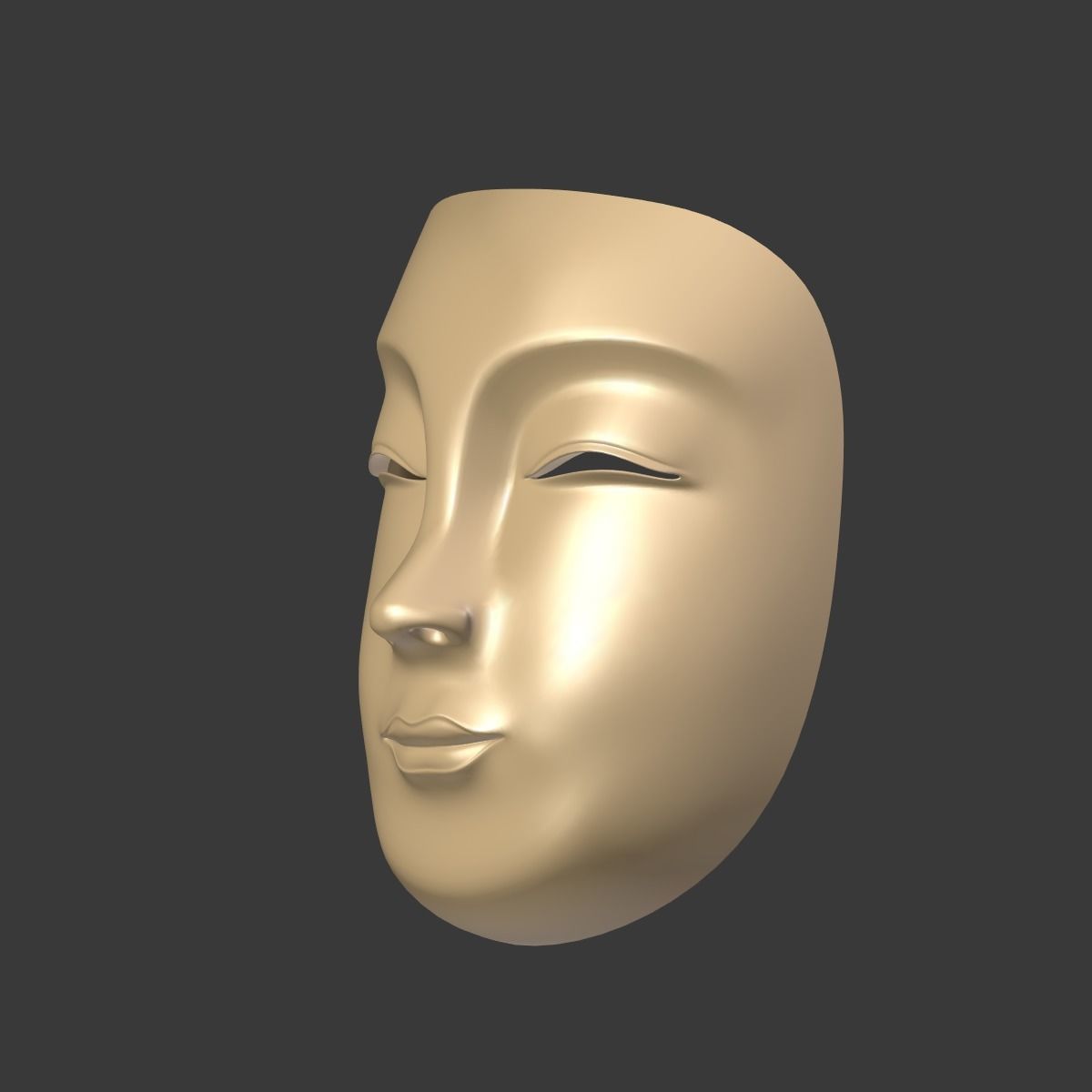 Japanese Woman Mask Low-poly 3D model_6