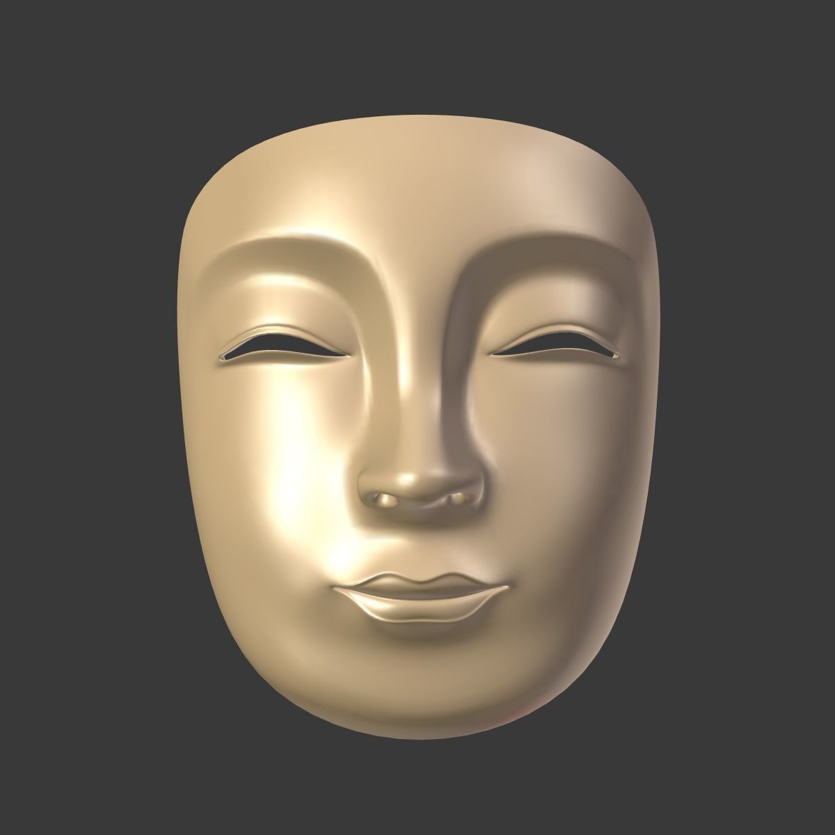 Japanese Woman Mask Low-poly 3D model_1