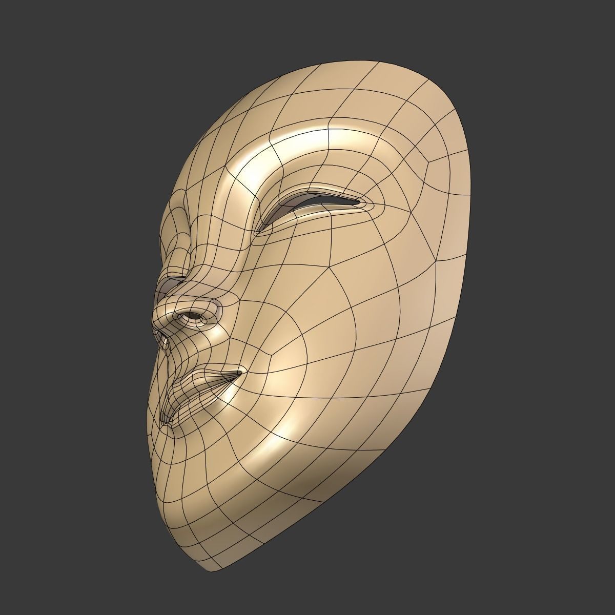 Japanese Woman Mask Low-poly 3D model_17