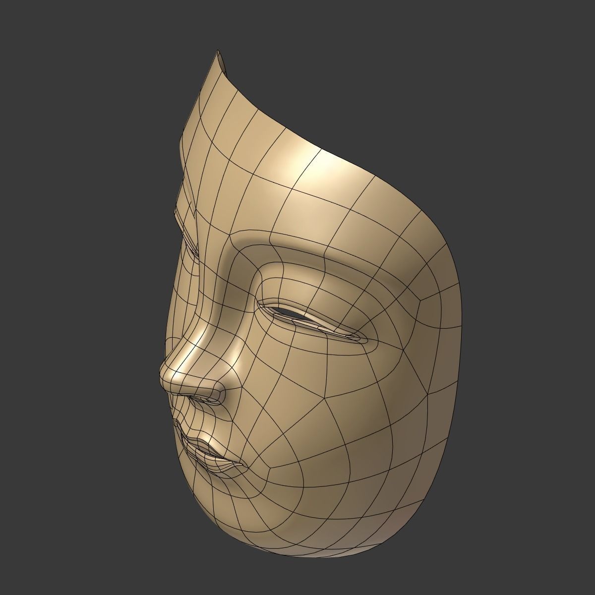 Japanese Woman Mask Low-poly 3D model_13