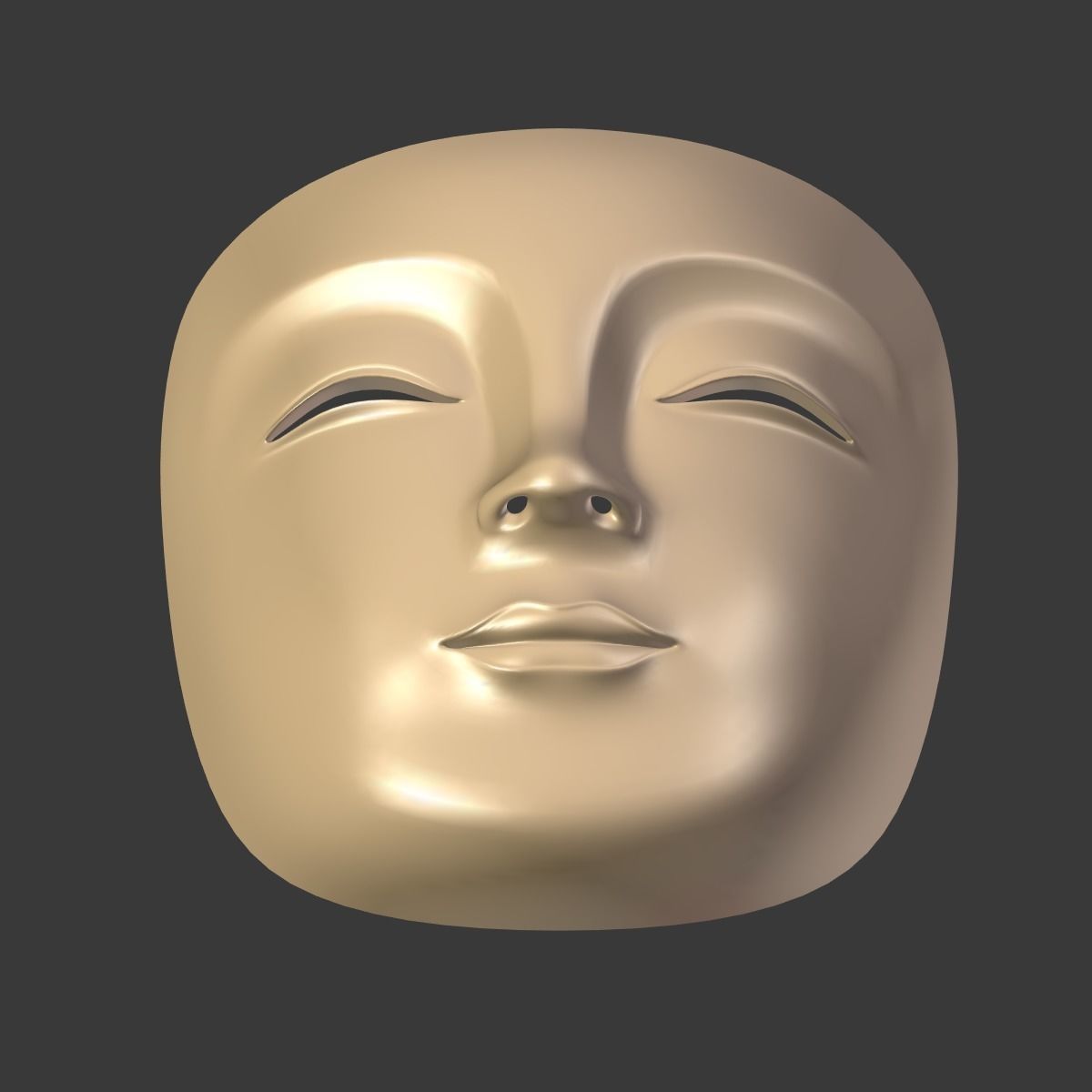 Japanese Woman Mask Low-poly 3D model_9