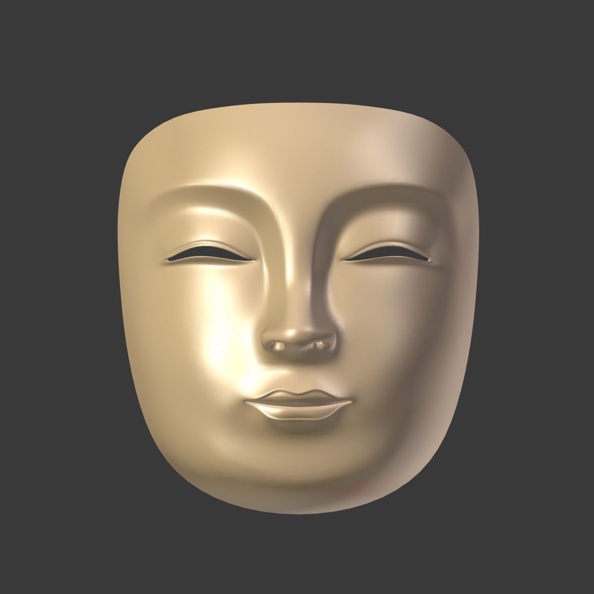 Japanese Woman Mask Low-poly 3D model_8