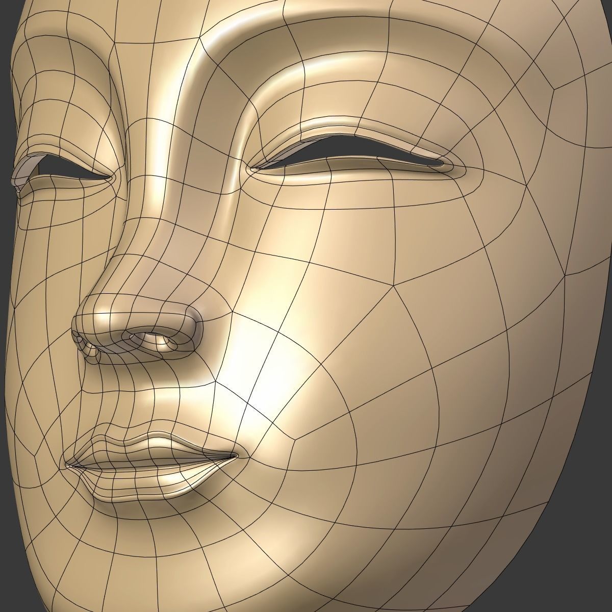 Japanese Woman Mask Low-poly 3D model_19