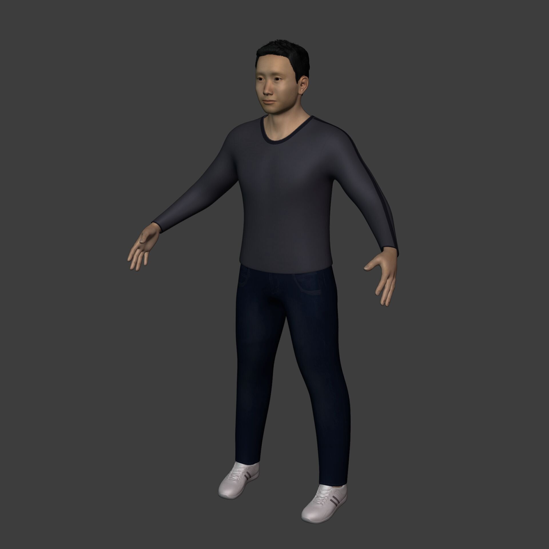 Asian Man With Casual Clothes -- Rigged Low-poly 3D model_8