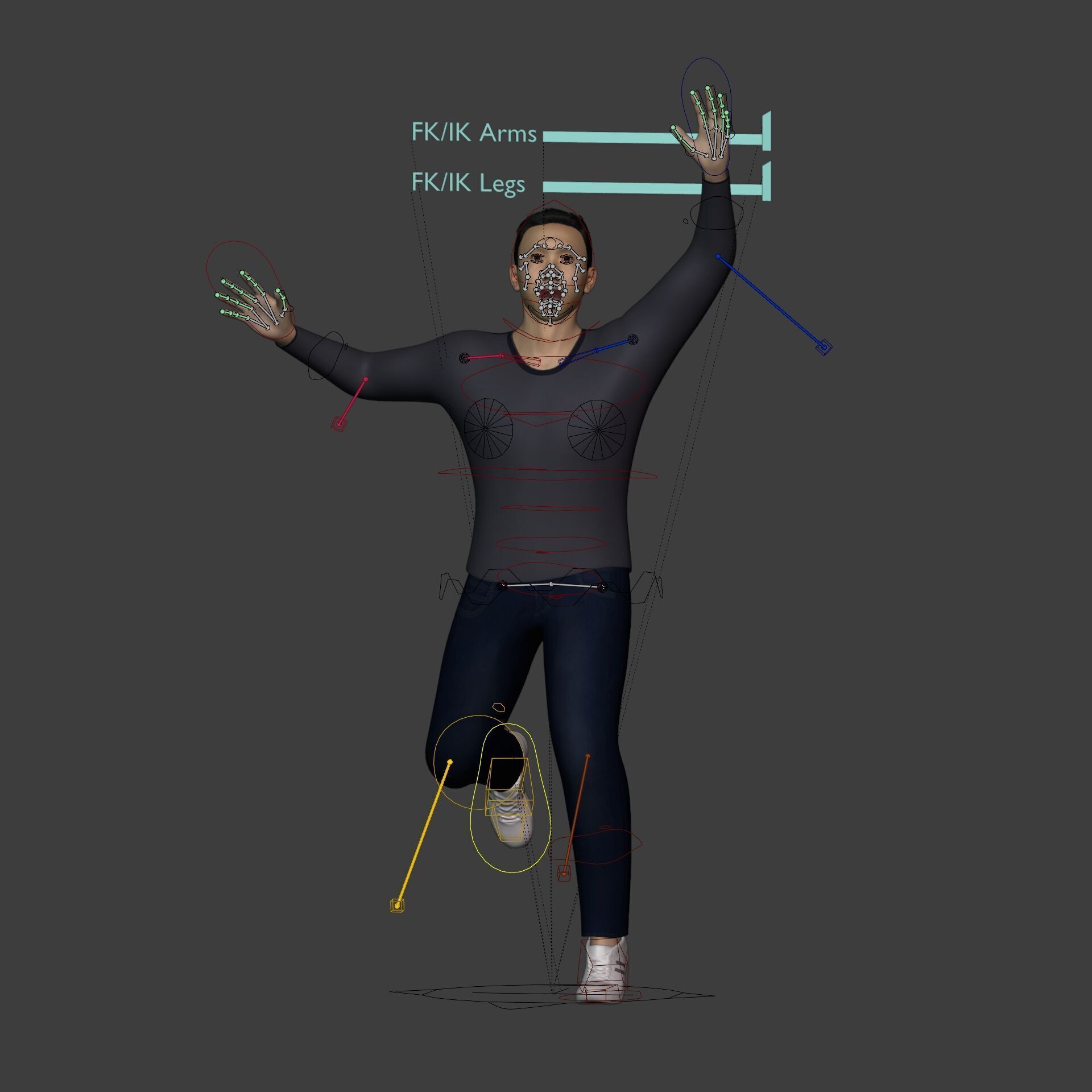 Asian Man With Casual Clothes -- Rigged Low-poly 3D model_2