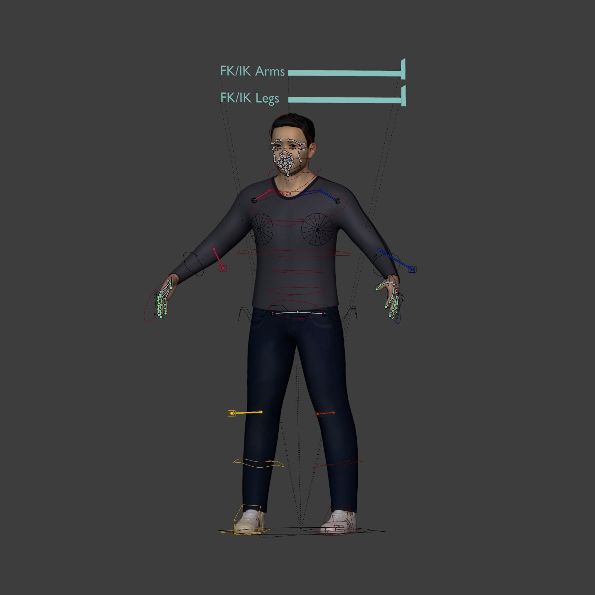 Asian Man With Casual Clothes -- Rigged Low-poly 3D model_3