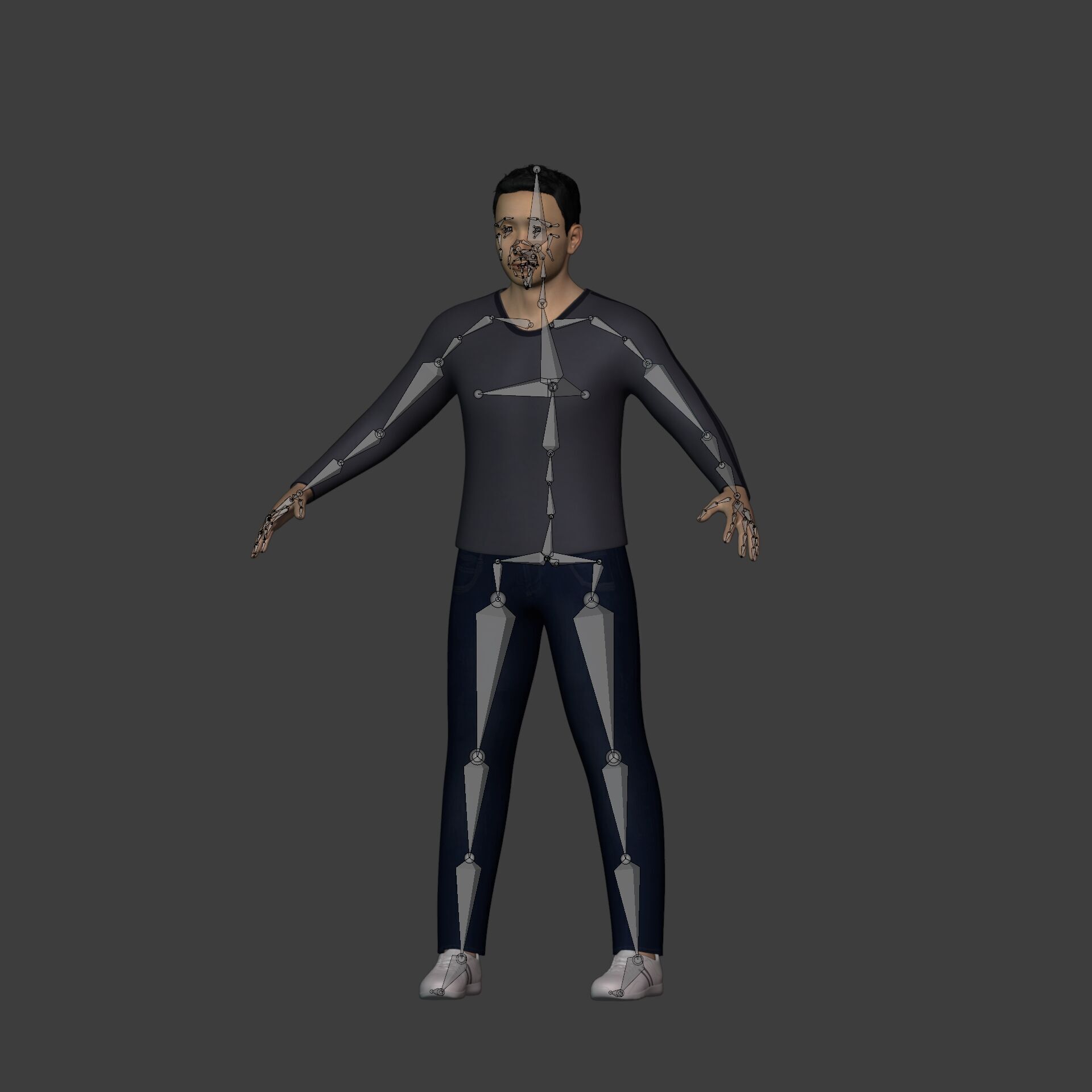 Asian Man With Casual Clothes -- Rigged Low-poly 3D model_4