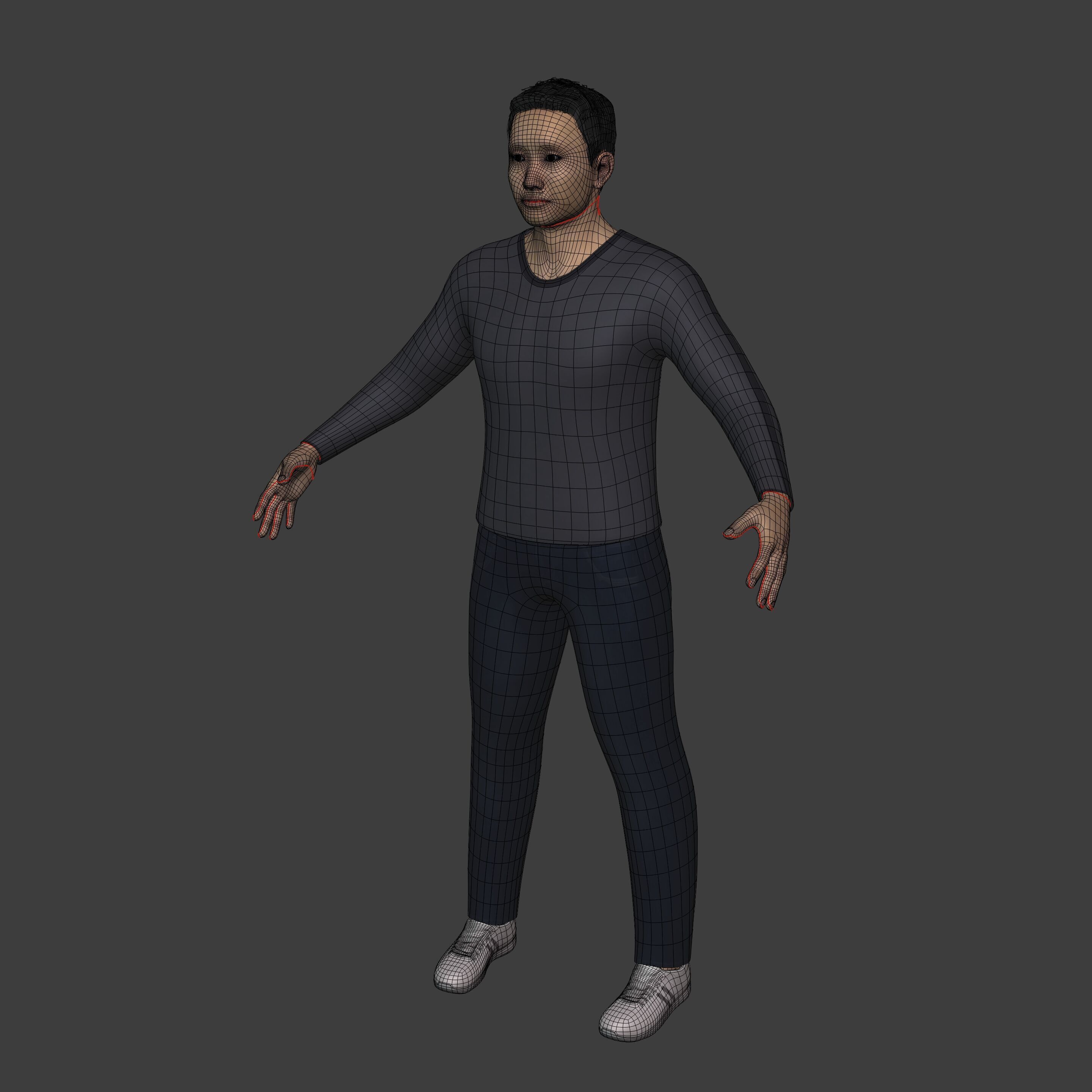 Asian Man With Casual Clothes -- Rigged Low-poly 3D model_9