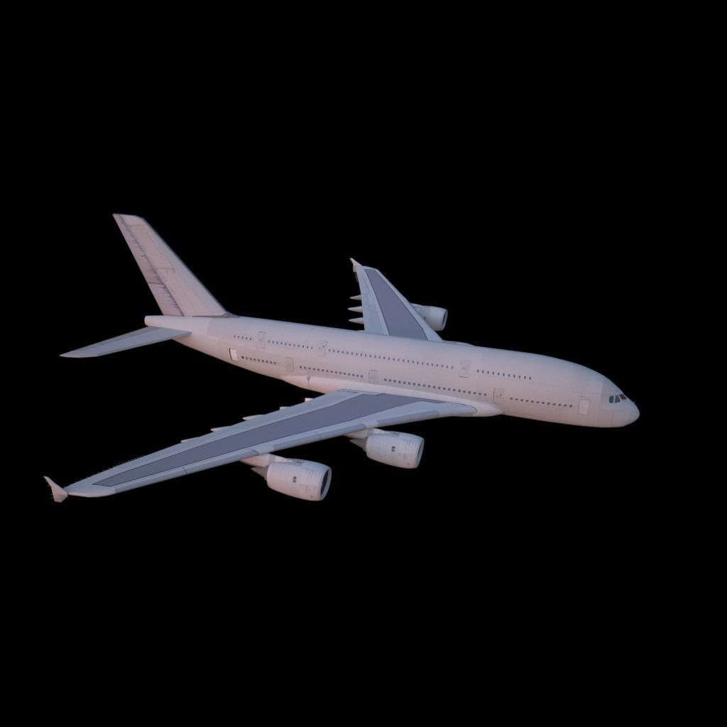 Airbus A380 with landing gear Low-poly 3D model_15