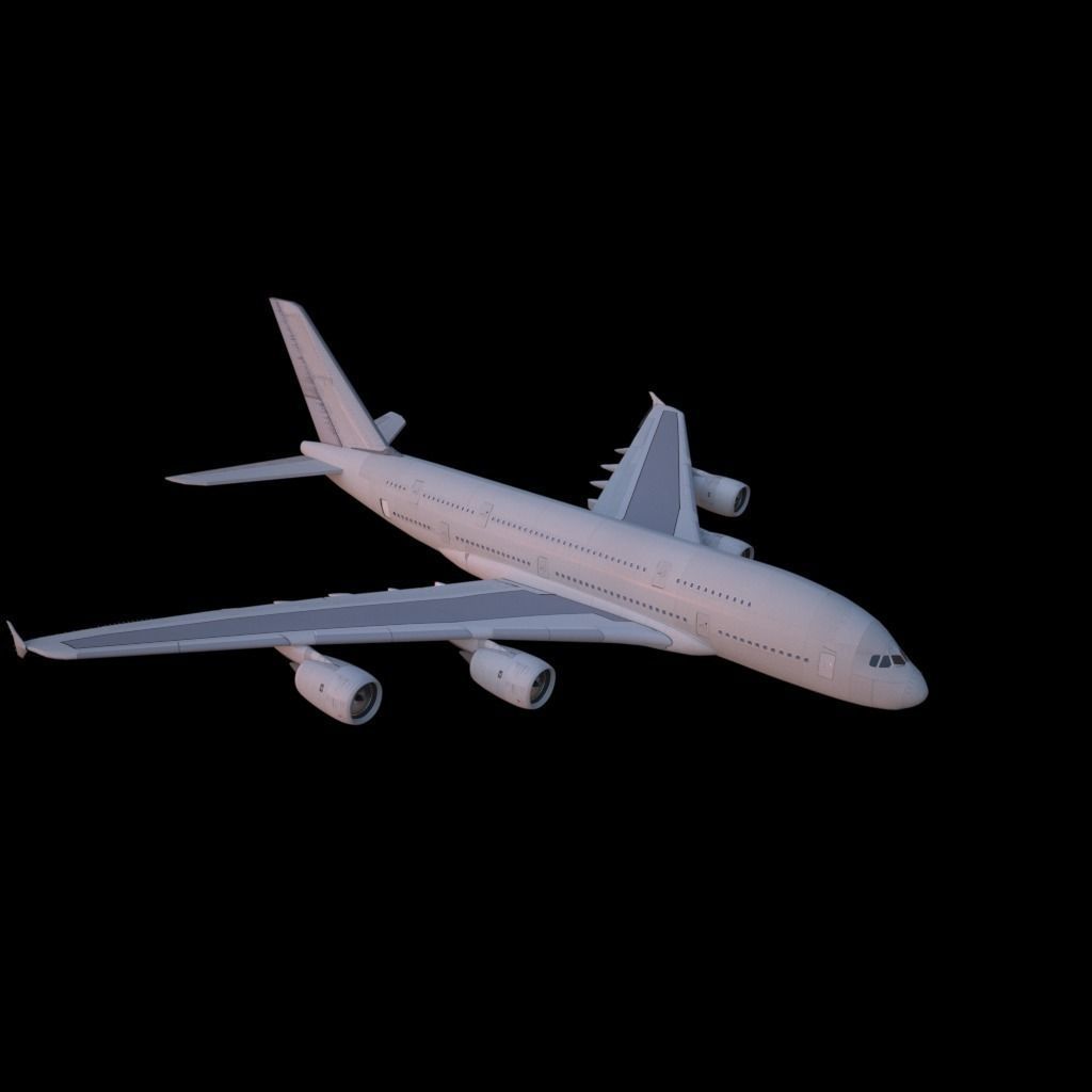 Airbus A380 with landing gear Low-poly 3D model_2