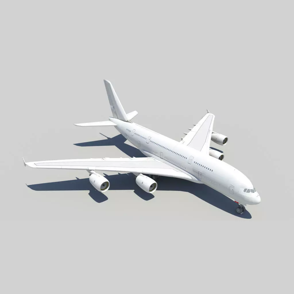 Airbus A380 with landing gear Low-poly 3D model_0